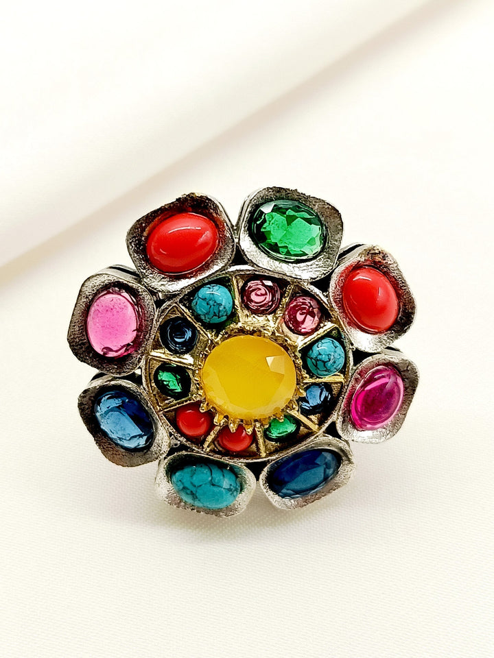 Bharti Multi Colour Oxidized Finger Ring