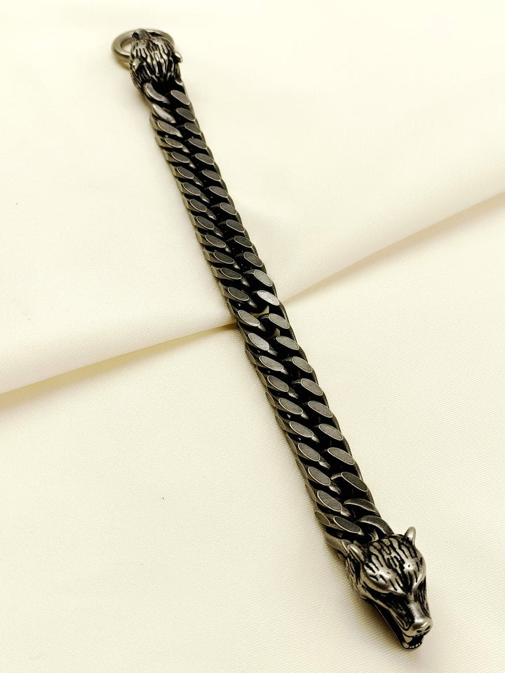Zayn Black Men’s Wolf Head Chain Bracelet