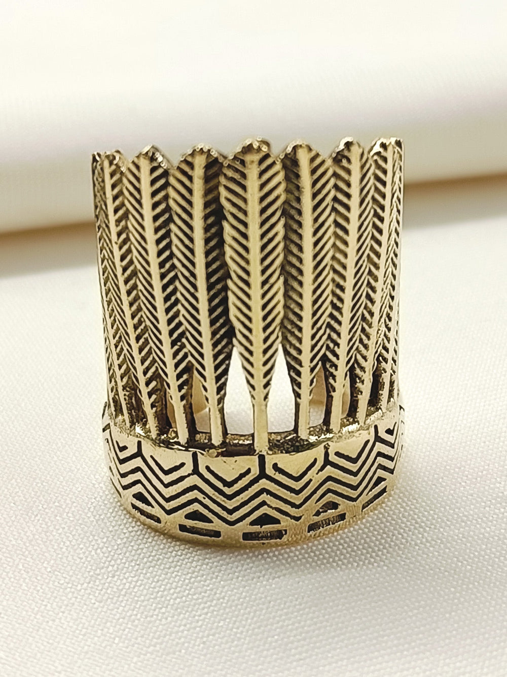 Lucia Golden Men's Finger Ring - Adjustable Antique Gold