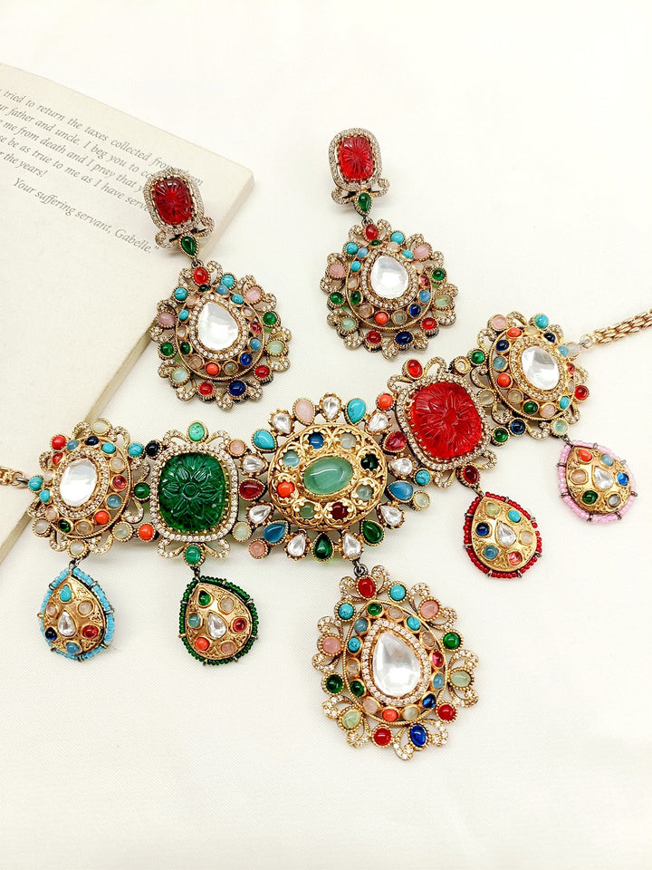 Sapna Navaratna Victorian Choker Set