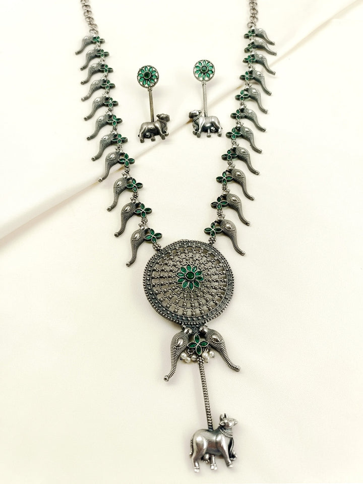 Avisha Green Oxidized Necklace Set