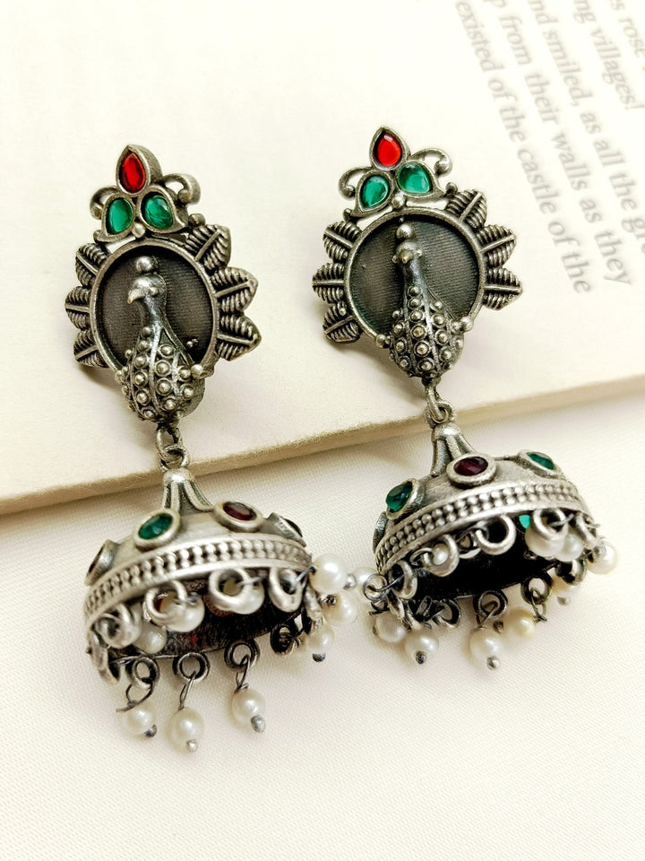 Suhanika R & G Peacock Oxidized Jhumki