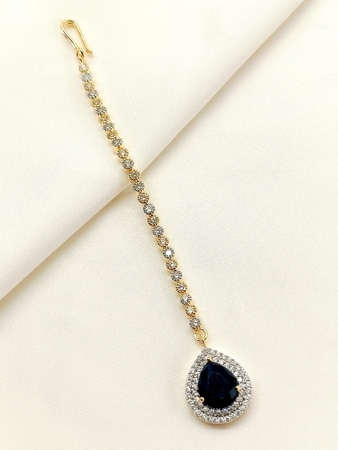 Zafhreen Navy Blue American Diamond Teeka