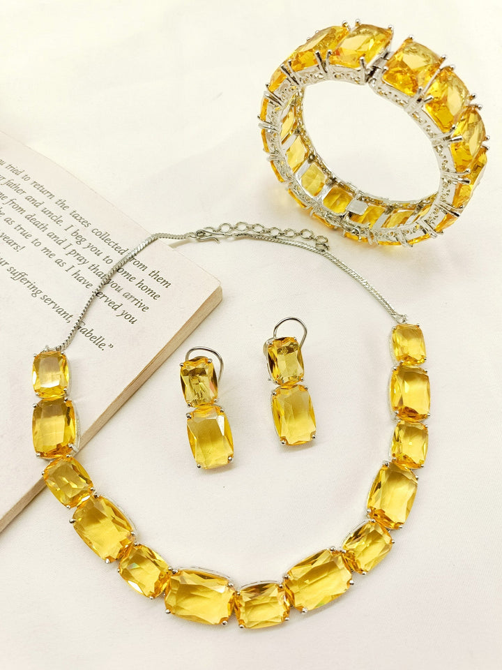 Zuhi Yellow Swarovski Stone Combo Set