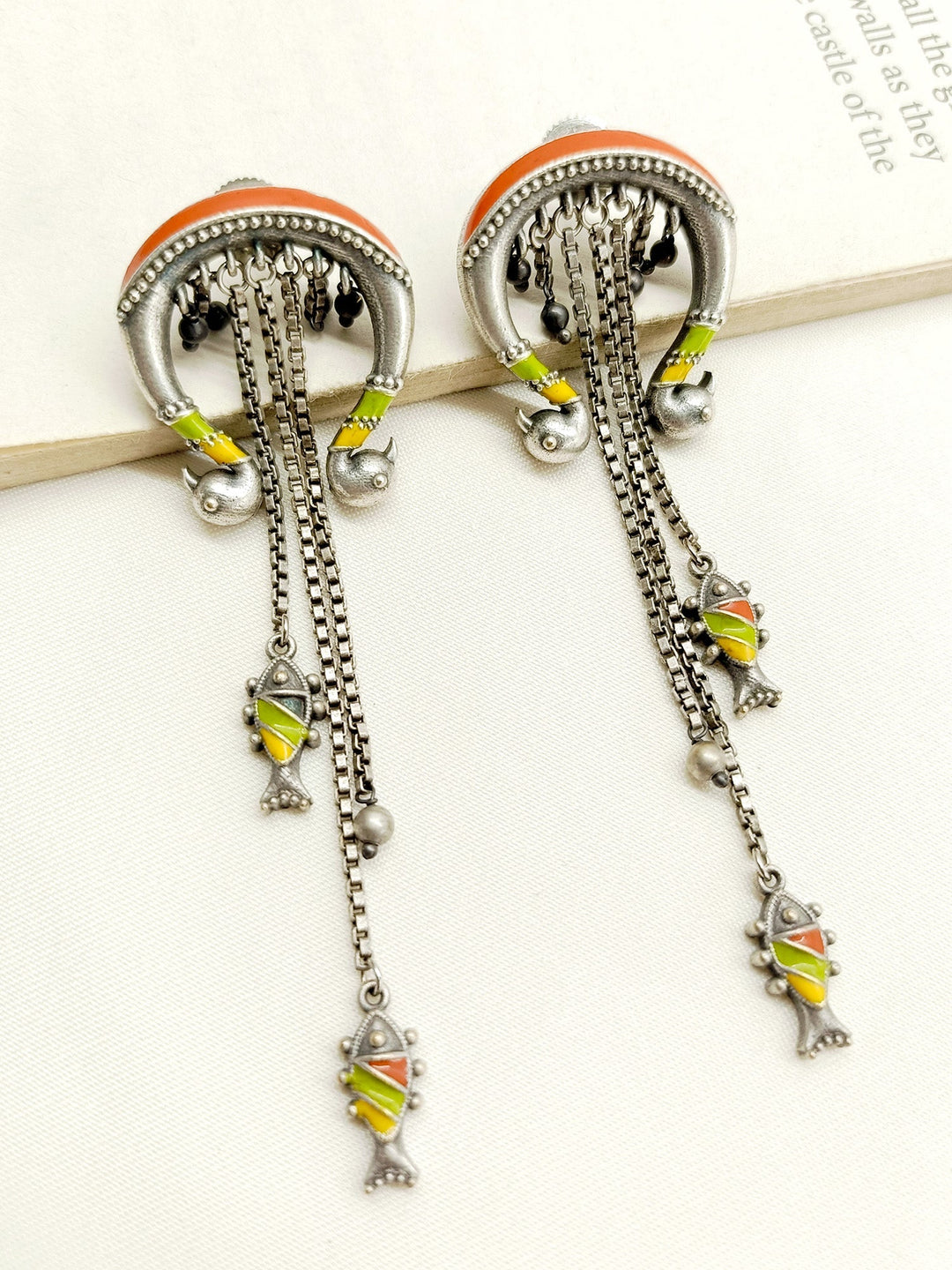 Anfisa Multi Colour German Silver Oxidized Earrings