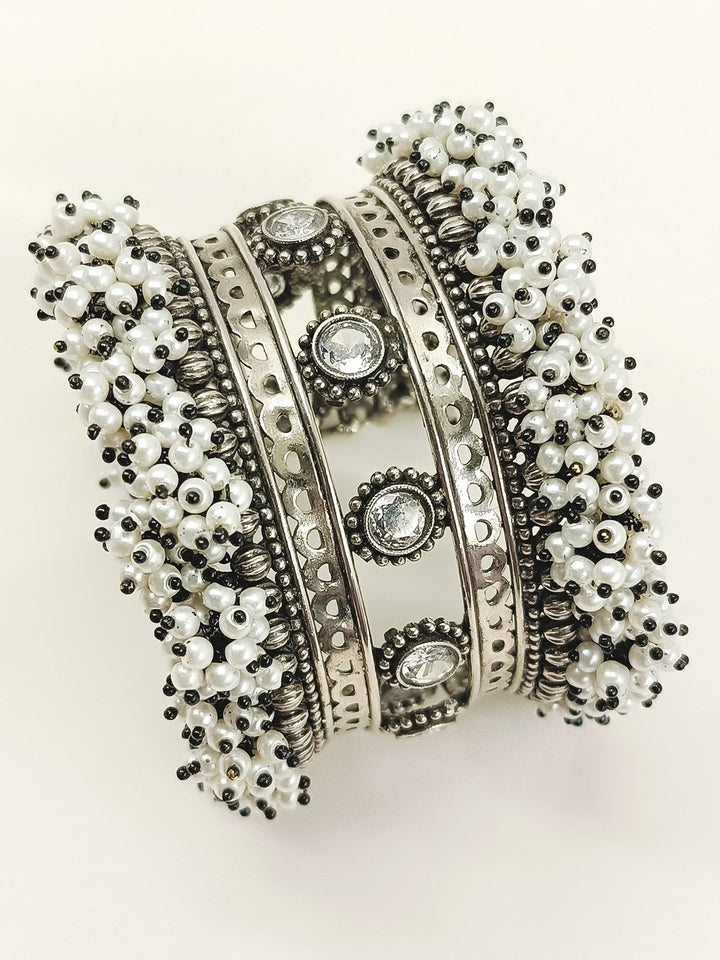 Latika White Oxidized Bracelet