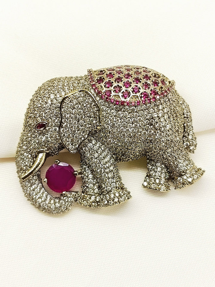 Harshil Ruby Elephant Brooch