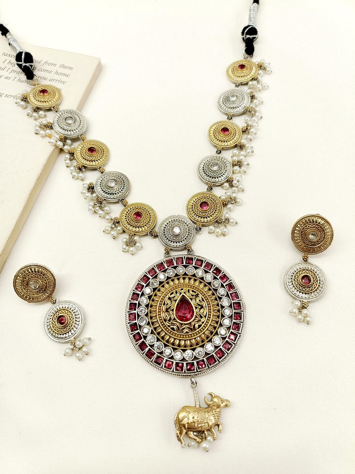 Raghvati Maroon Oxidized Necklace Set