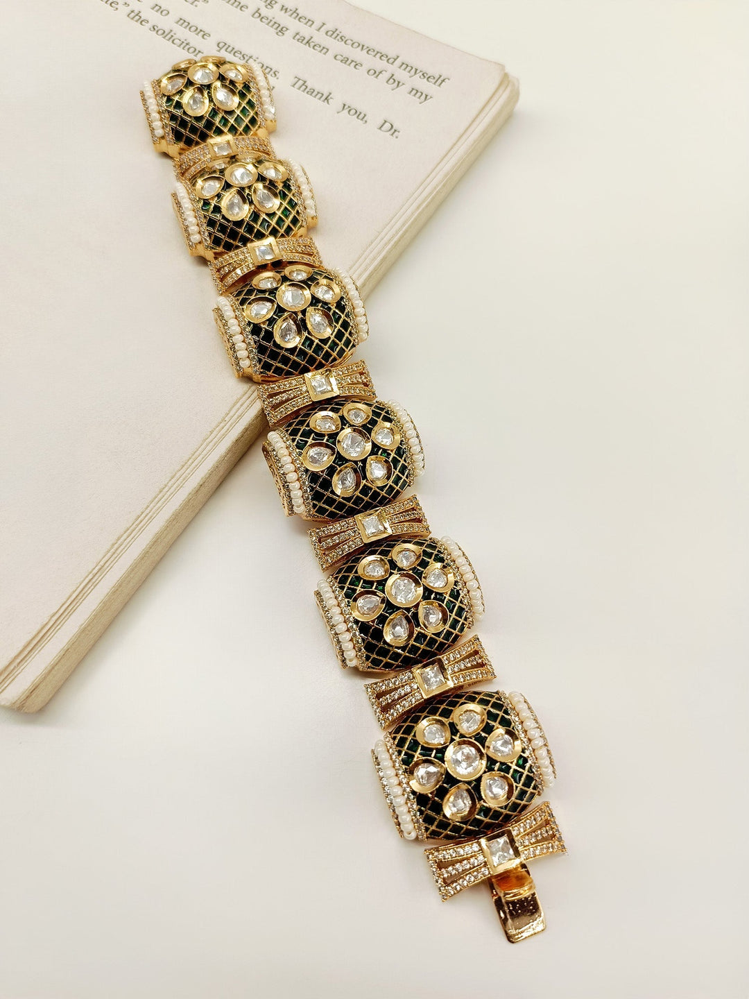 Niyati Green Kundan Bracelet