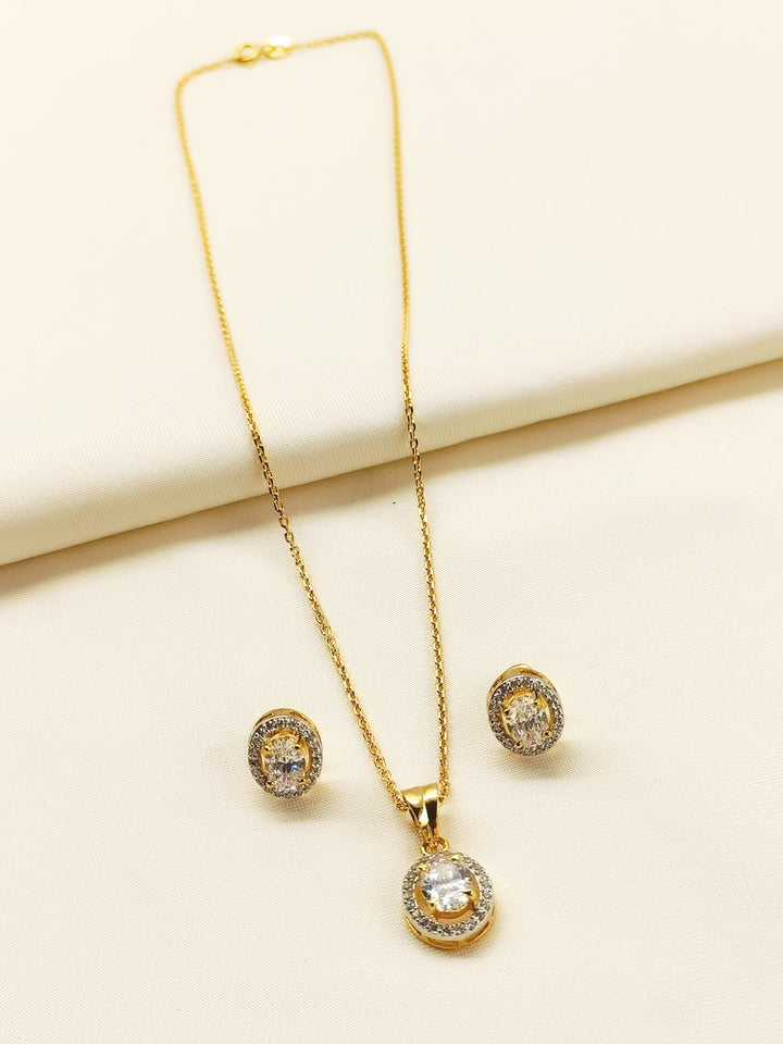 Aarzu 92.5 Silver Swarovski Stone Pendant Set