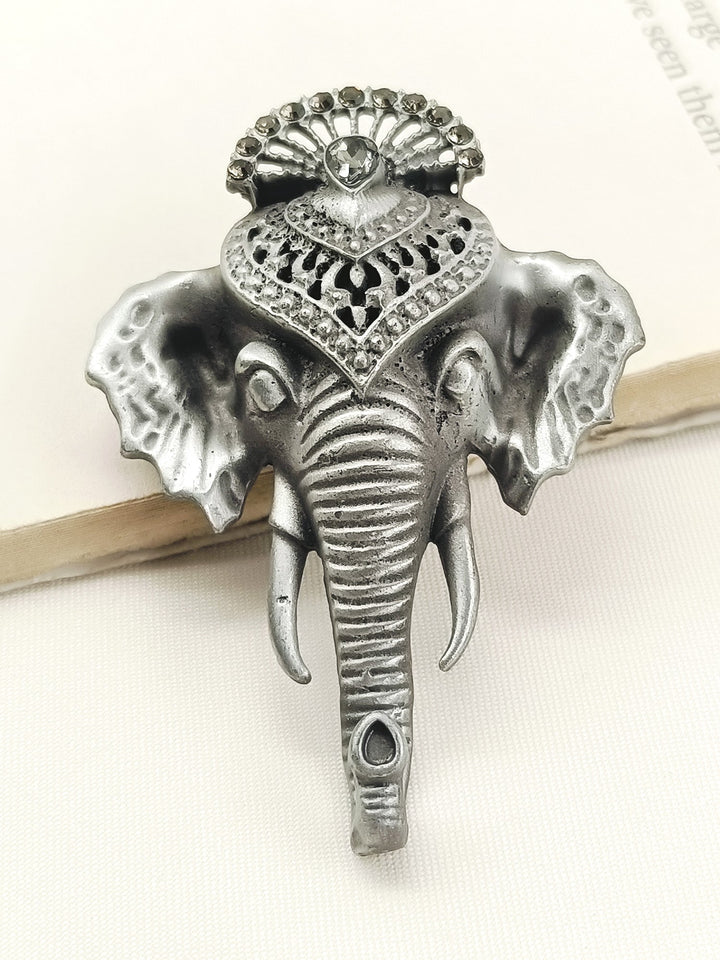 Devish Grey Elephant Men's Brooch