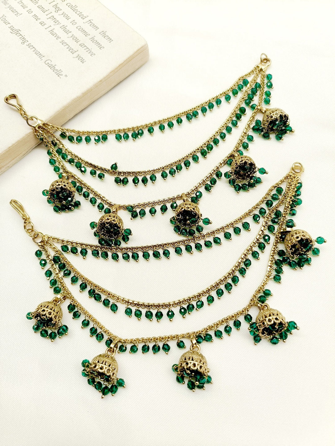 Bhavni Green Traditional Ear Chain