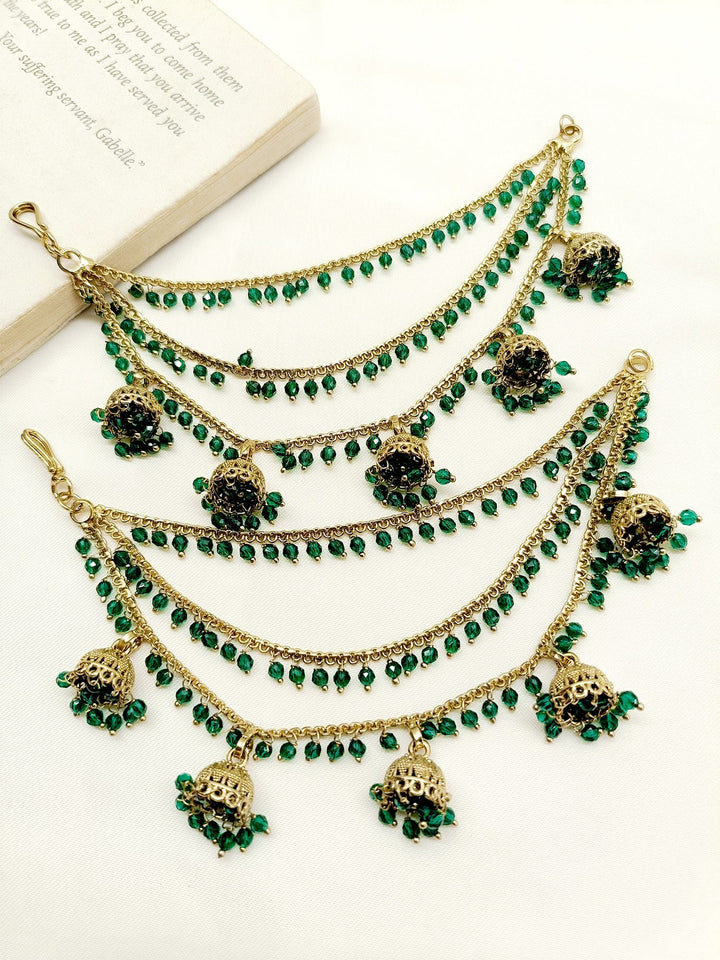 Bhavni Green Traditional Ear Chain