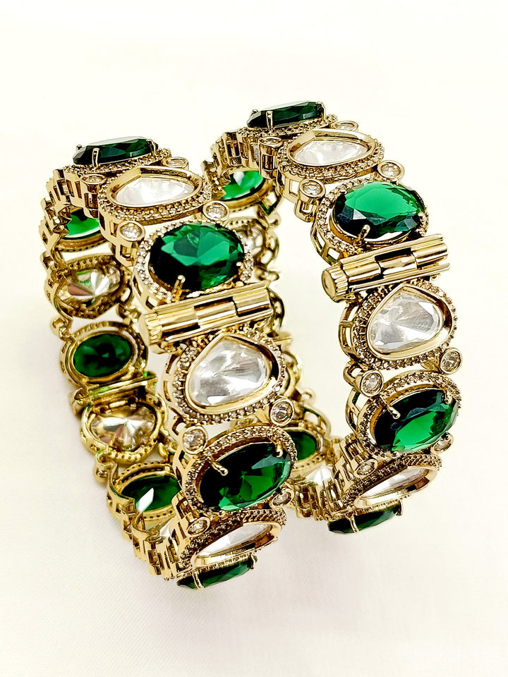 Nitibhaa Green Victorian Bangle Set Of 2