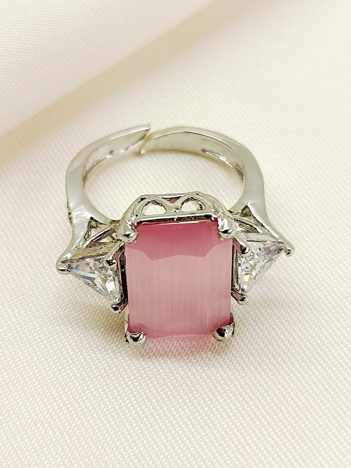 Lakshita Pink American Diamond Finger Ring