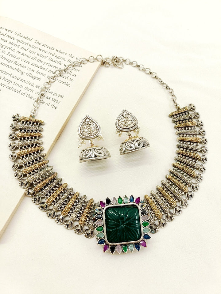 Nizami Multi Colour Oxidized Necklace Set