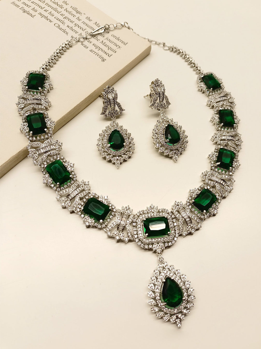 Adrienne Green American Diamond Necklace Set