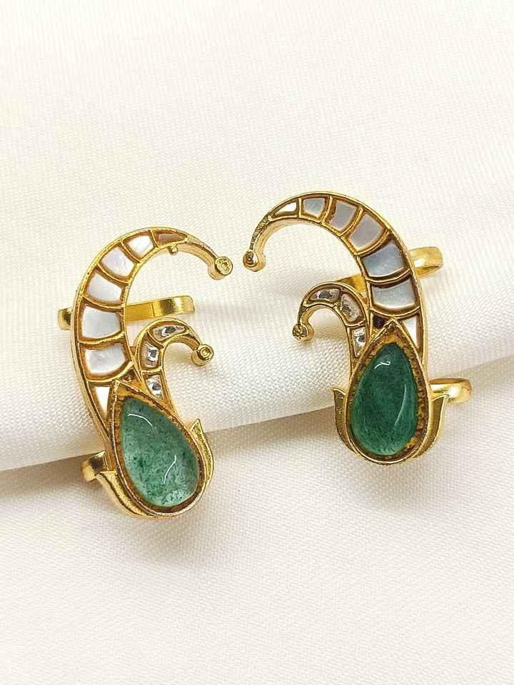 Januja Green Gold Plated Kundan Ear Cuff  [ Price is for Pair ]