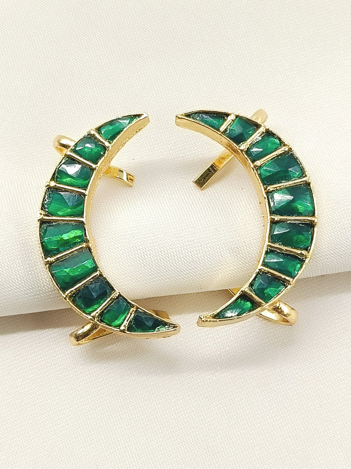 Taruni Green Men's Moon Shape Kundan Earcuff [Price Is For Pair]