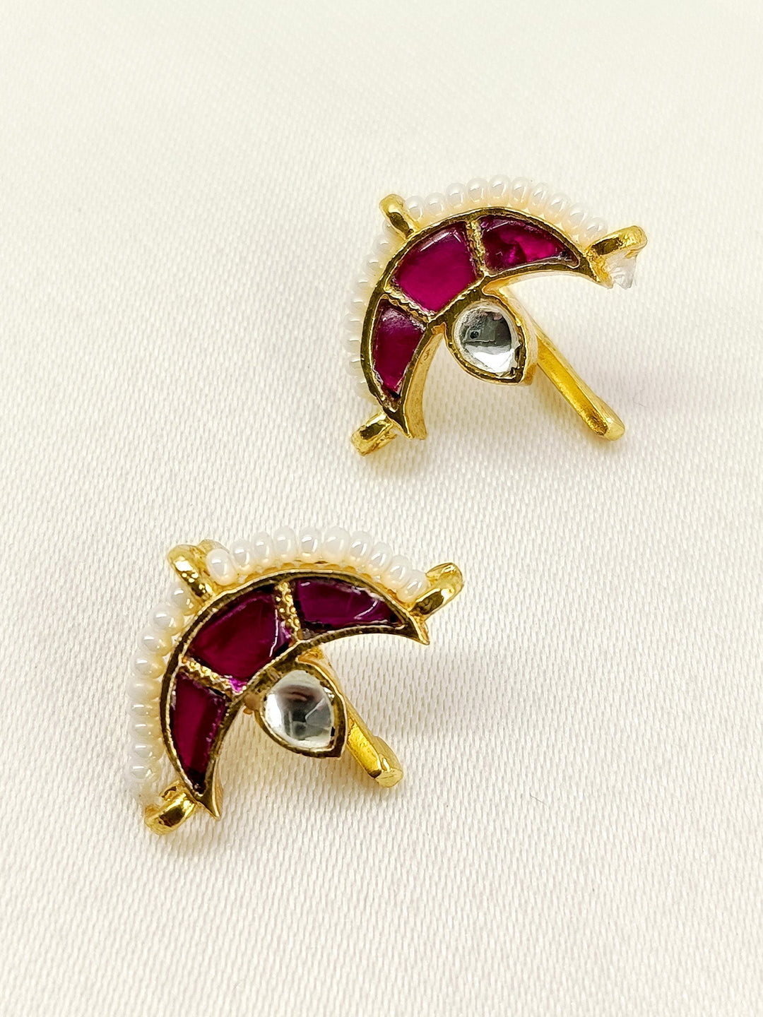 Kiana Small Ruby Gold Plated Kundan Ear Cuff [ Price is for Pair ]