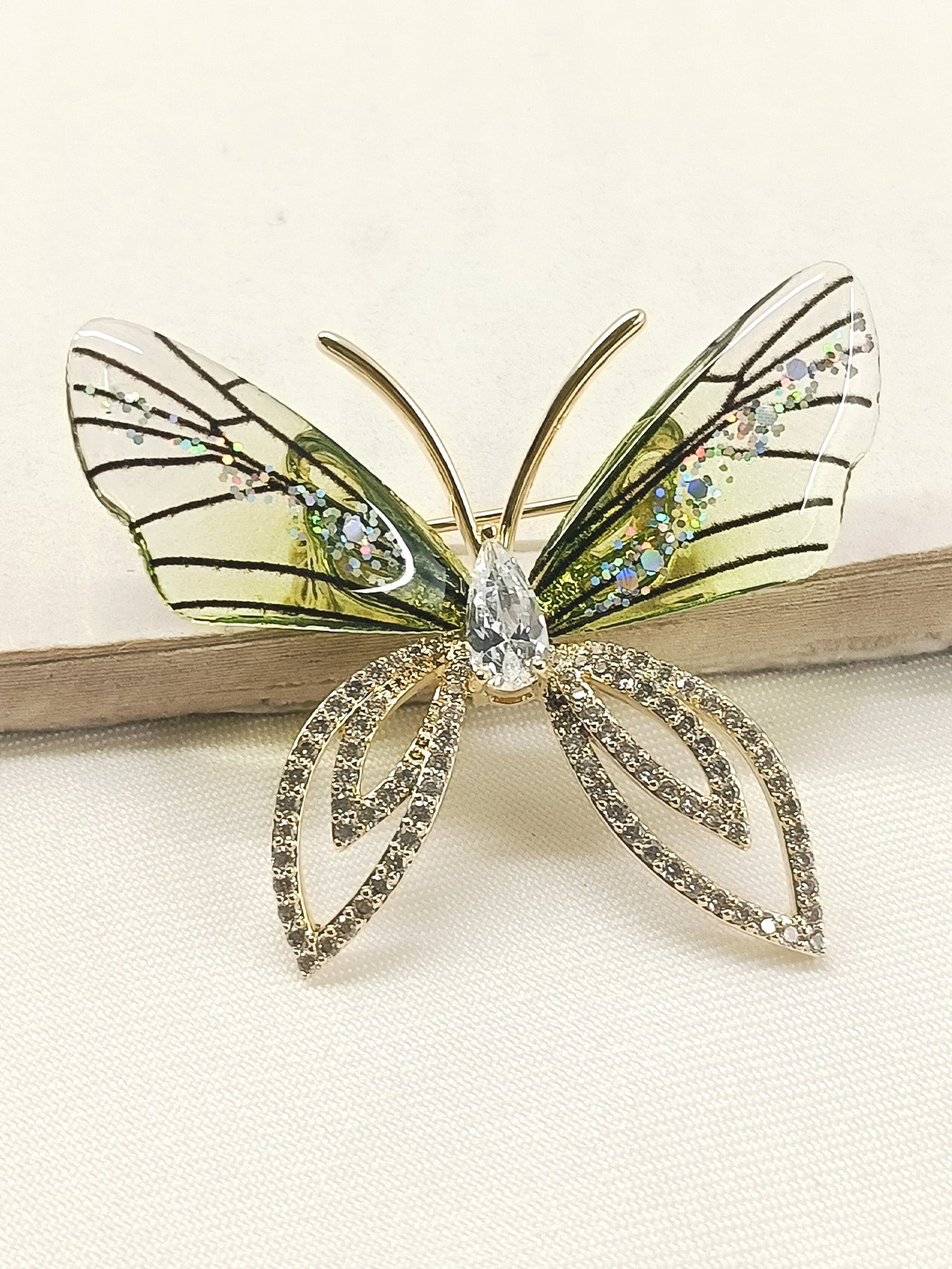 Gamini Green Butterfly Brooch | Sarvati – House of Sarvatii LLC