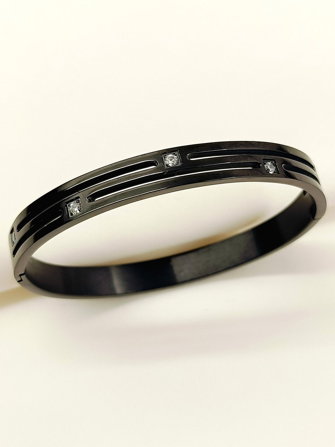 Viaan Black Triple Line Stone Men&