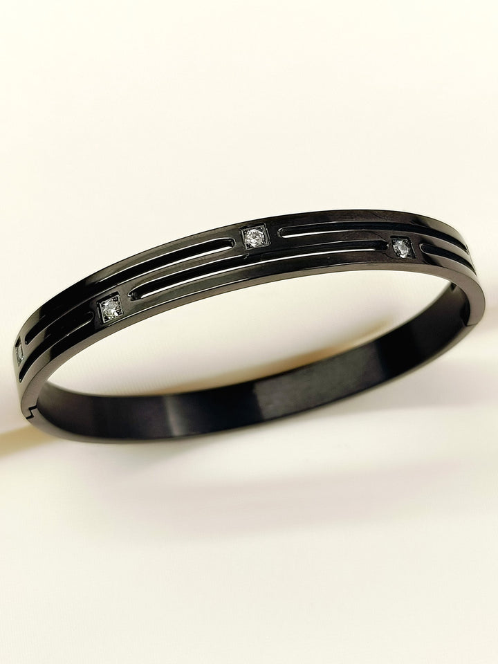 Viaan Black Triple Line Stone Men&