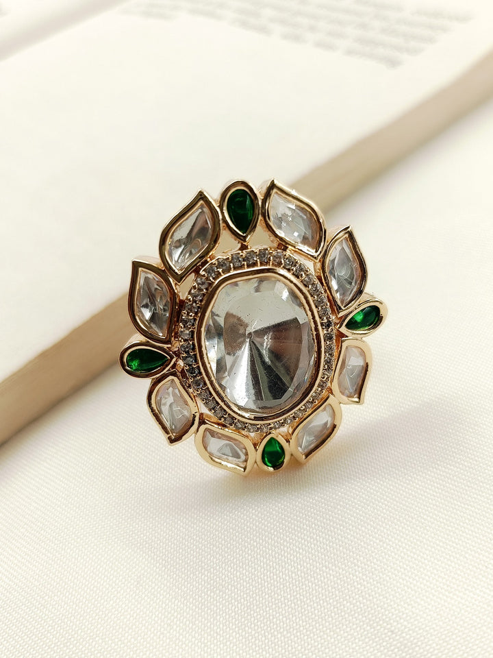 Asmara Green Kundan Finger Ring