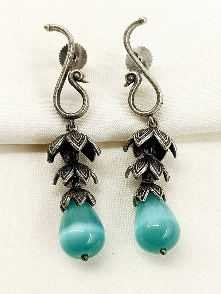 Andrea Mint Green Oxidized Jhumki - Earrings