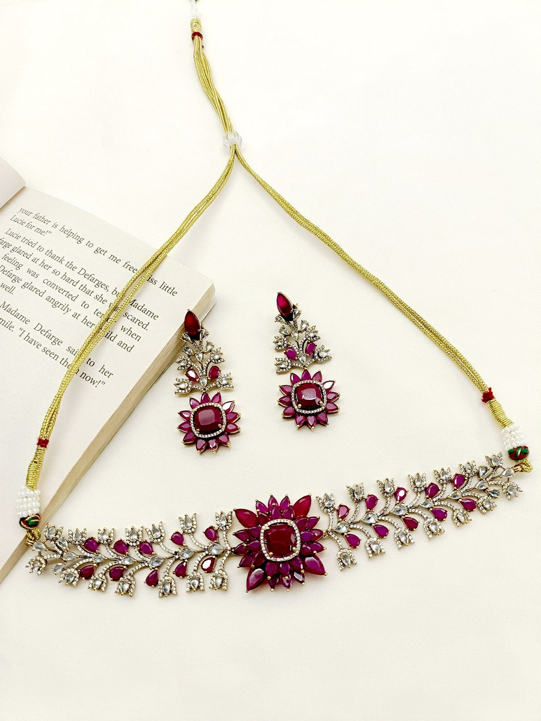 Poorva Ruby Victorian Choker Set