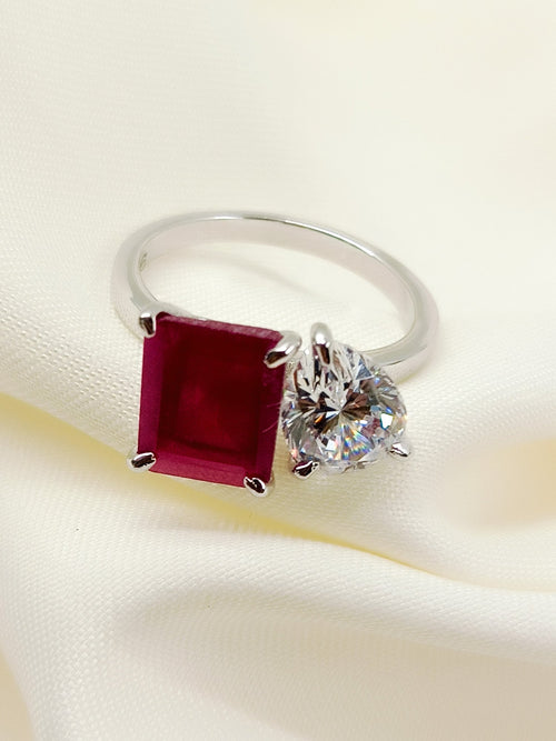 Asmat 92.5 Silver Swarovski Stone Finger Ring