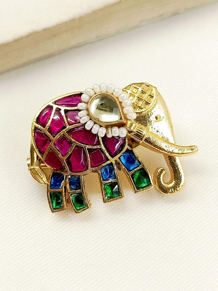 Vedhi Multi Colour Elephant Brooche