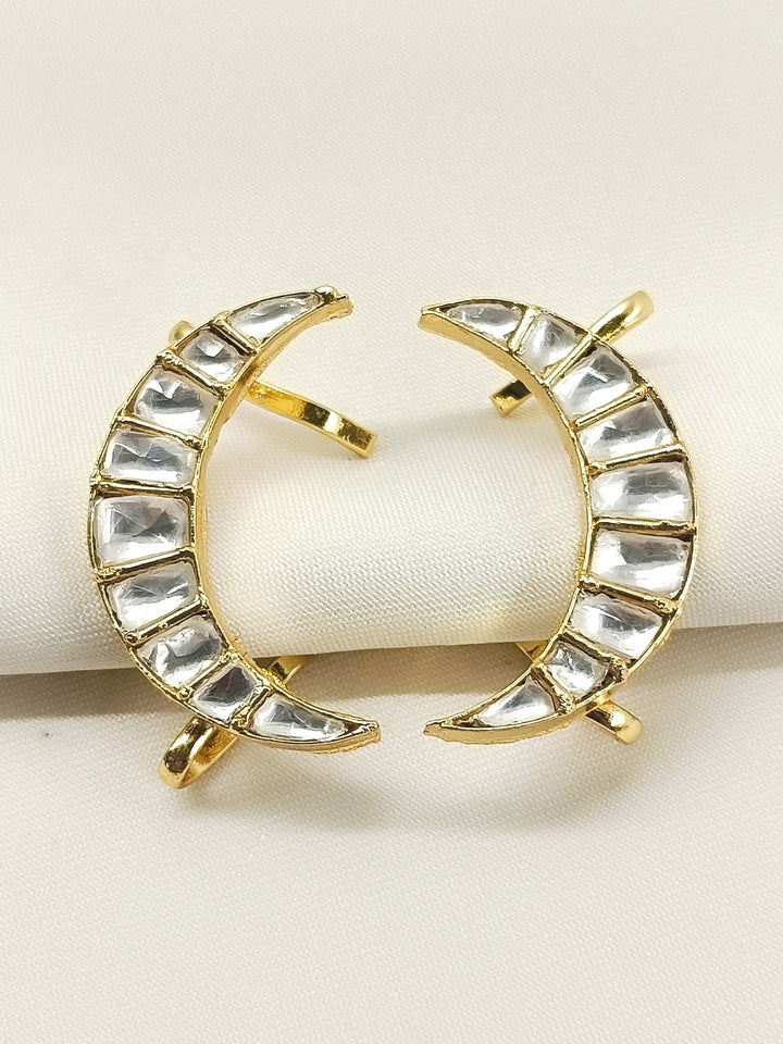 Benu White Men's Moon Shape Kundan Earcuff [Price Is For Pair]