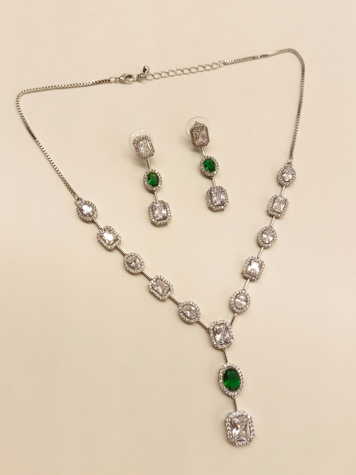 Monjima Emerald American Diamond  Set