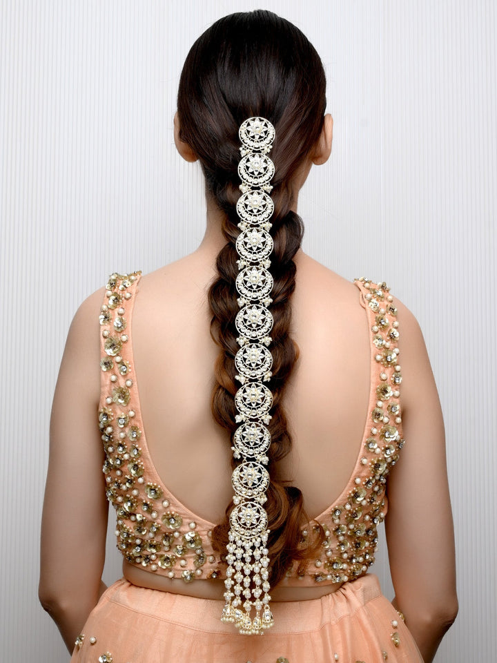 Yashika White Braid Accessories In Kundan