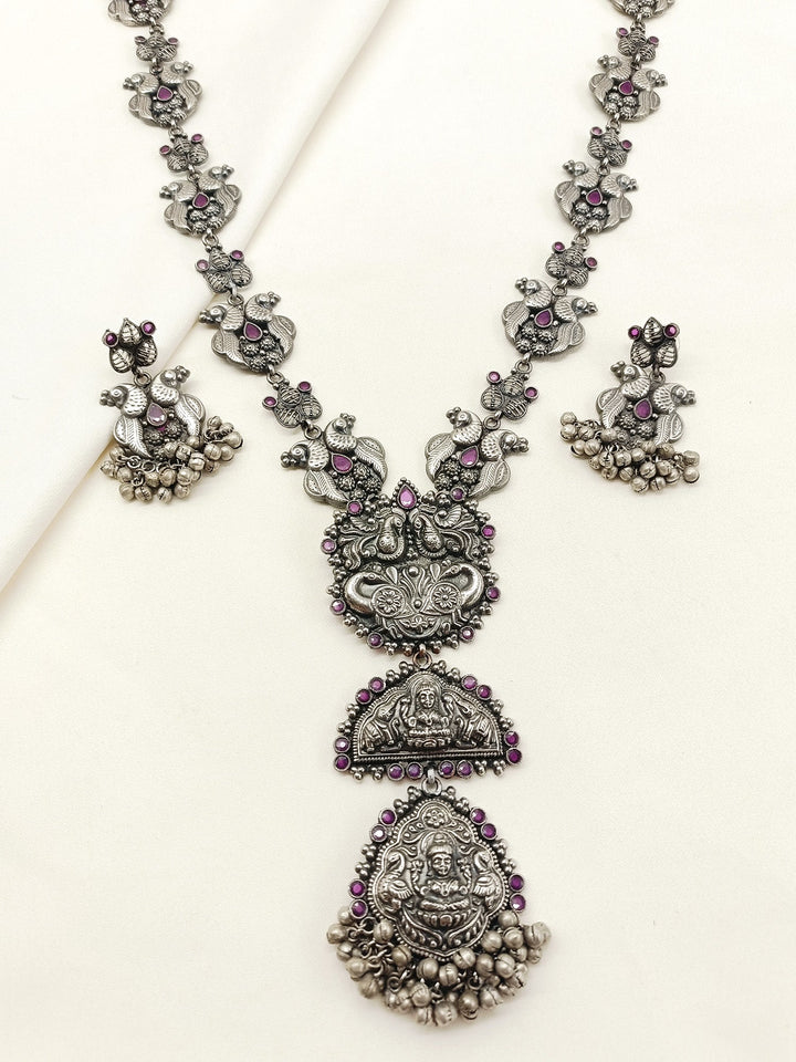 Grisha Ruby Oxidized Necklace Set