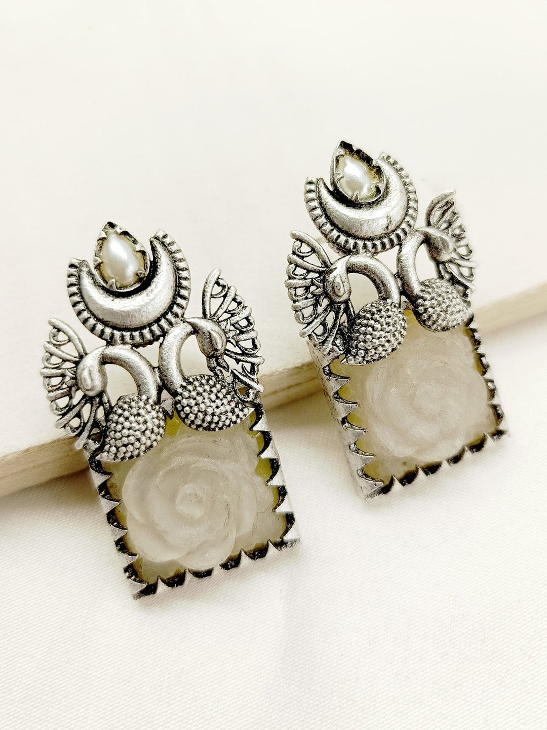 Kumkum Grey Oxidized Earrings