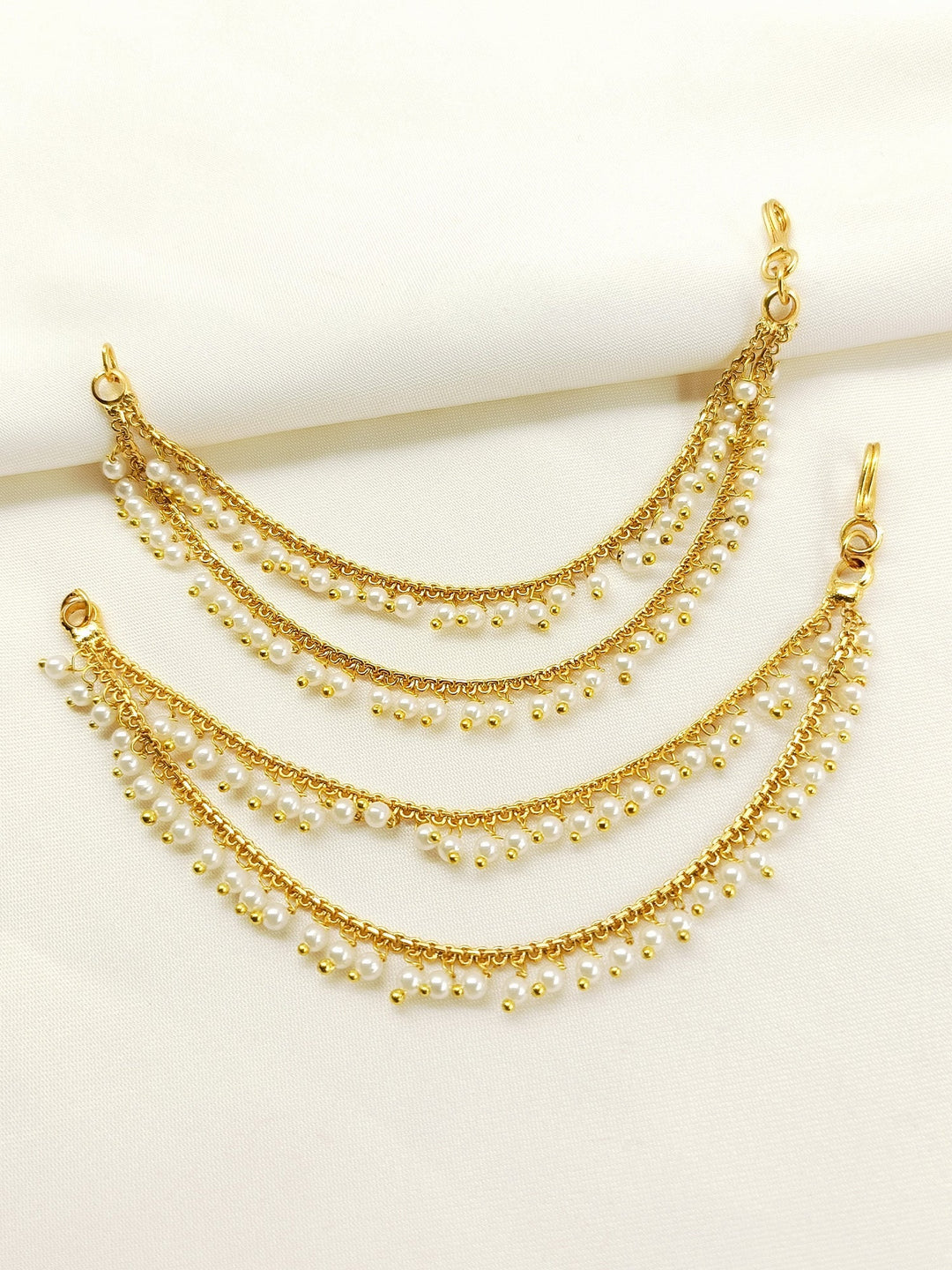 Shuchi Golden Traditional Ear Chain - Gold-Plated Brass