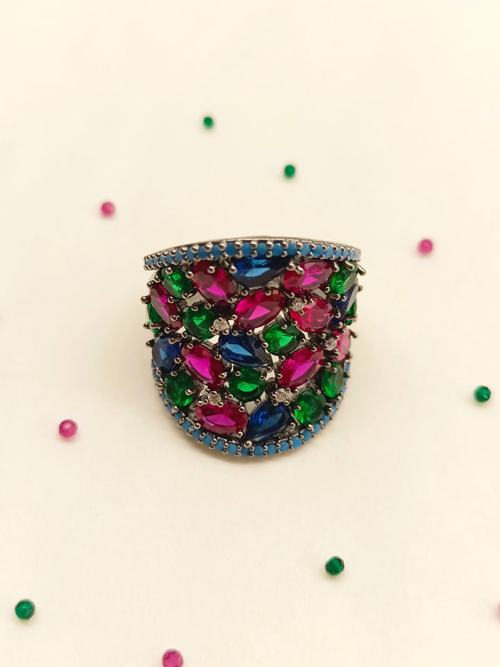 Gulika Multi Colour Victorian Finger Ring