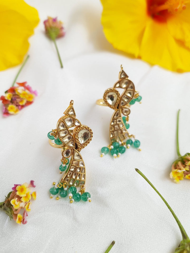 Rimjhim Mint Green Kundan Toe Ring