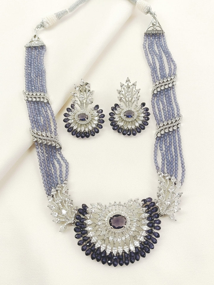 Uzma Purple American Diamond Necklace Set