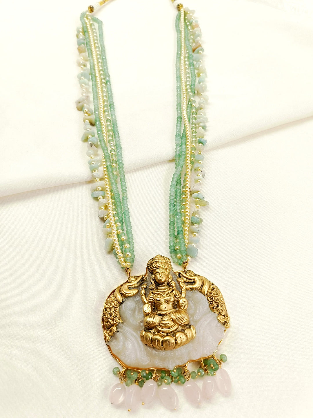 Shree Mint Green Laxmi Ji Beads Neckpiece