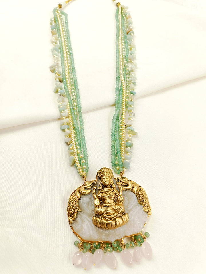 Shree Mint Green Laxmi Ji Beads Neckpiece
