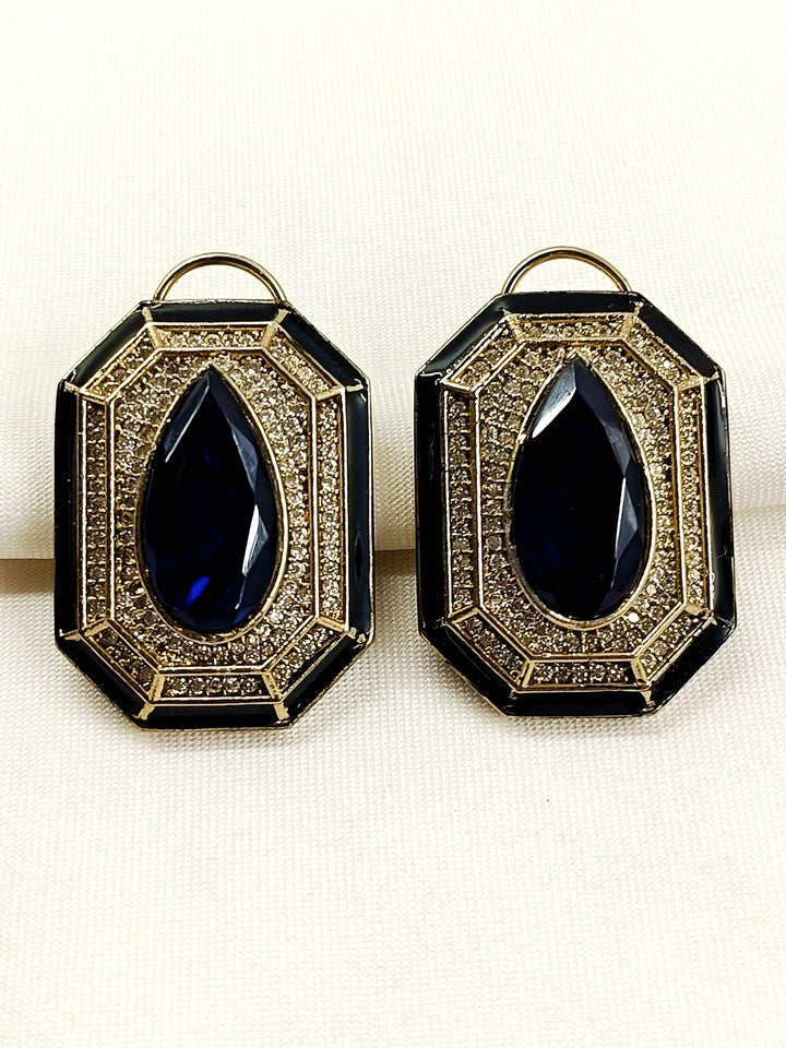 Trinity Blue Victorian Tops - Earrings 3 cm Antique Gold