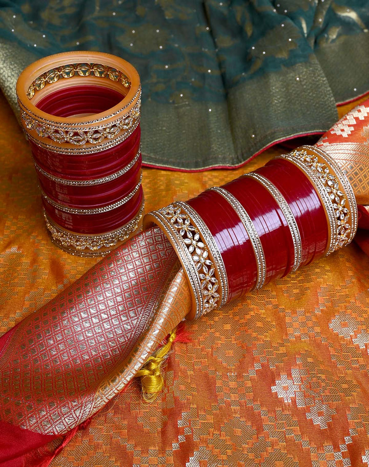 Chandrika Maroon American Diamond Work Chura