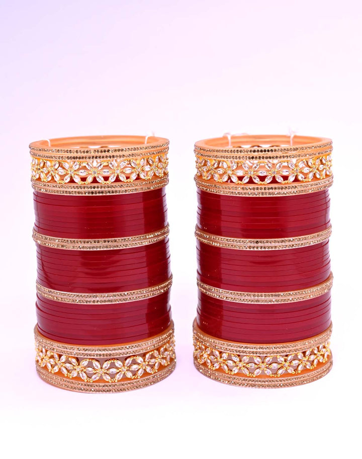 Chandrika Maroon American Diamond Work Chura