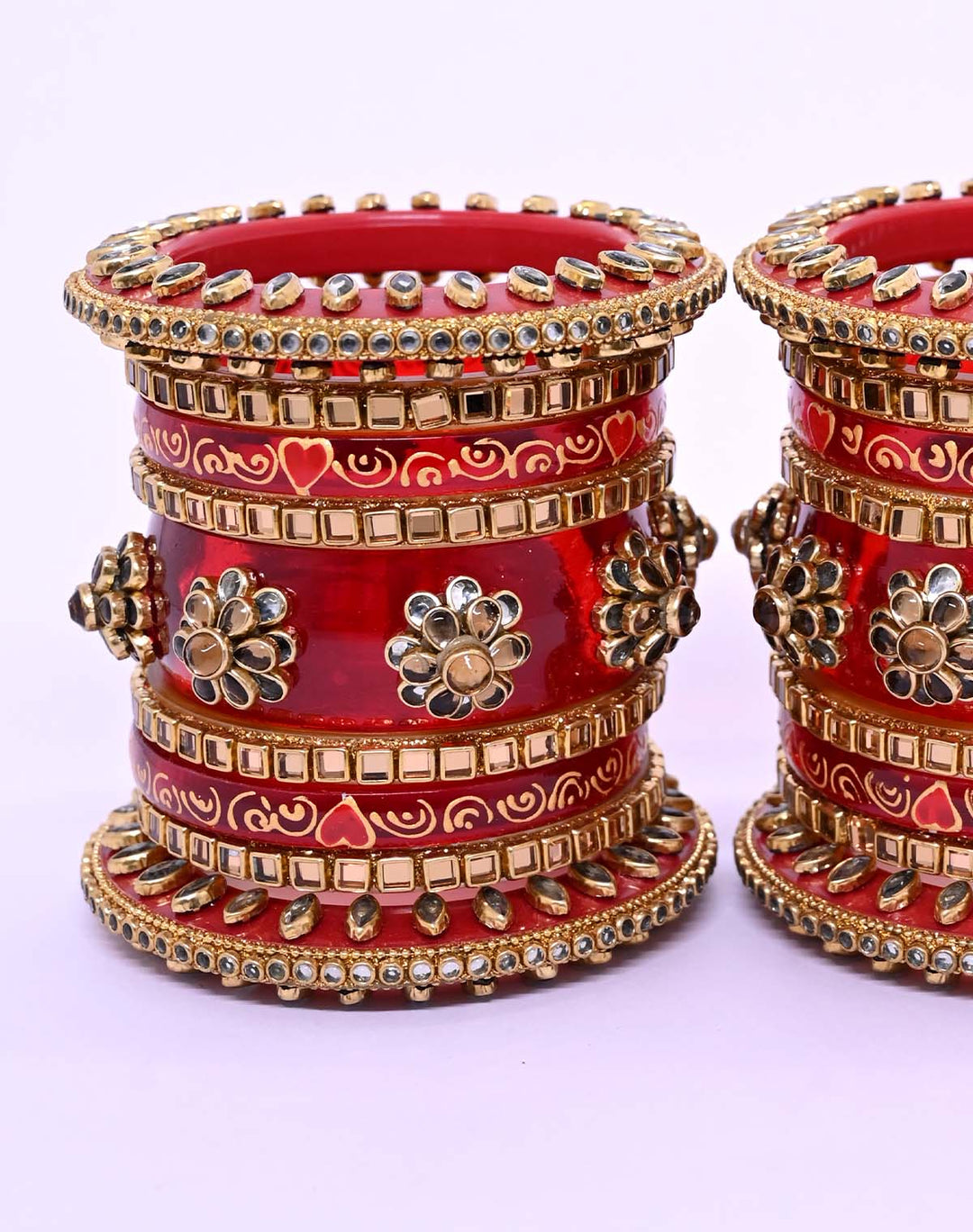 Malti Maroon Plastic Kada's With Kundan And Stone Work Punjabi Chura