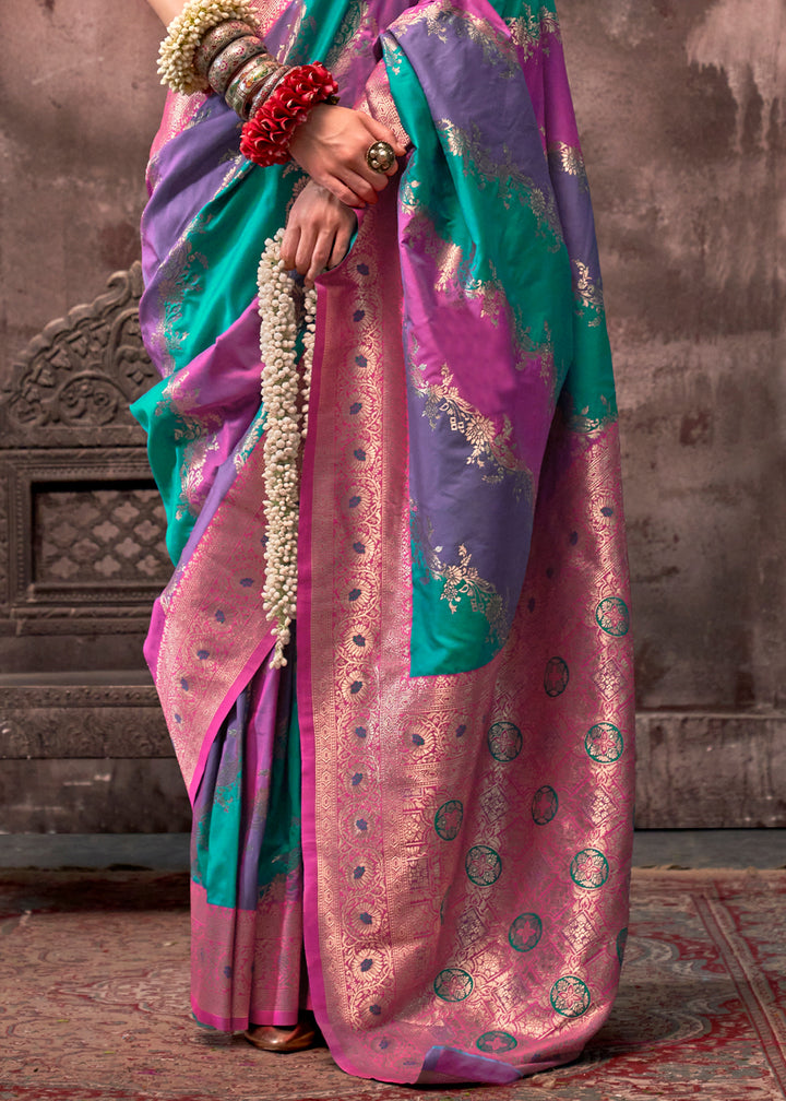 Purple & Pink Rangkaat Handloom Woven Silk Saree