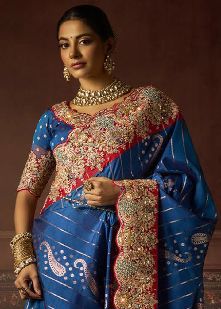 Pure Bangalore Taana Silk Saree Set – Heavy Embroidery & Zircon Work (Set of 5)