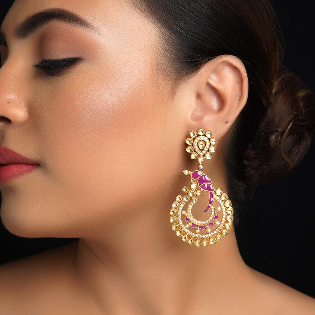 Ankita Ruby Gold Plated Pachi Kundan Earrings